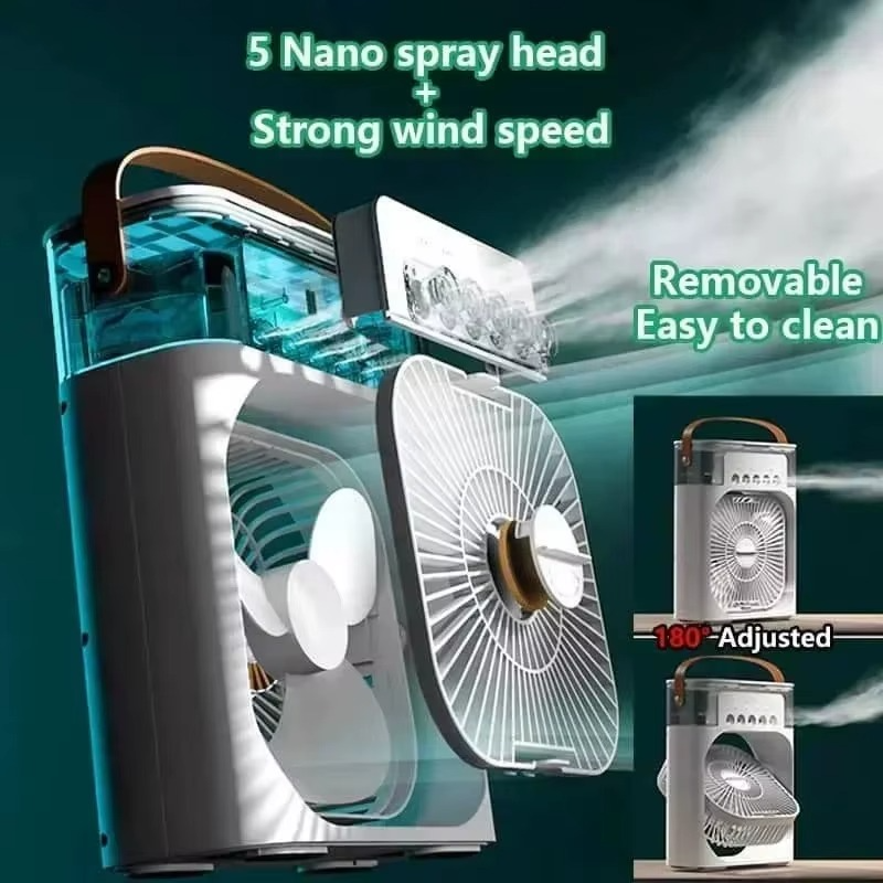 3-in-1 Mini Air Cooler Fan – Portable AC, Humidifier & LED Night Light 🌬️✨