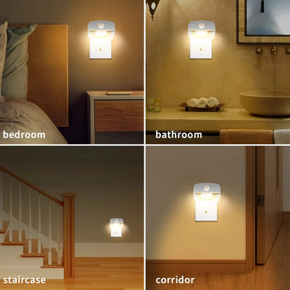 Motion Sensor LED Night Light – Wireless Plug Bedside Lamp 🌙✨