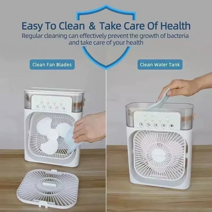 3-in-1 Mini Air Cooler Fan – Portable AC, Humidifier & LED Night Light 🌬️✨